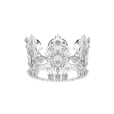 Corona de aleación plateado con diamantes 4.5*7cm
