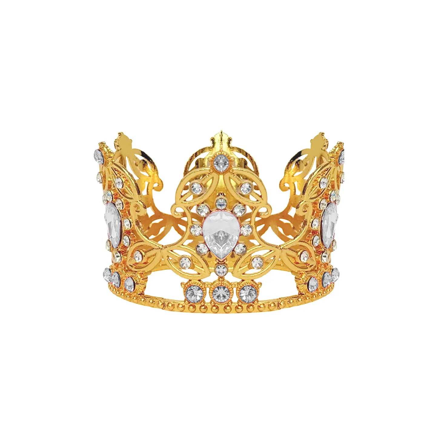 Corona de aleación dorado con diamantes 4.5*7cm 1