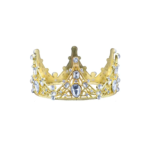 Corona de aleación dorado con diamantes 4.5*9.5cm
