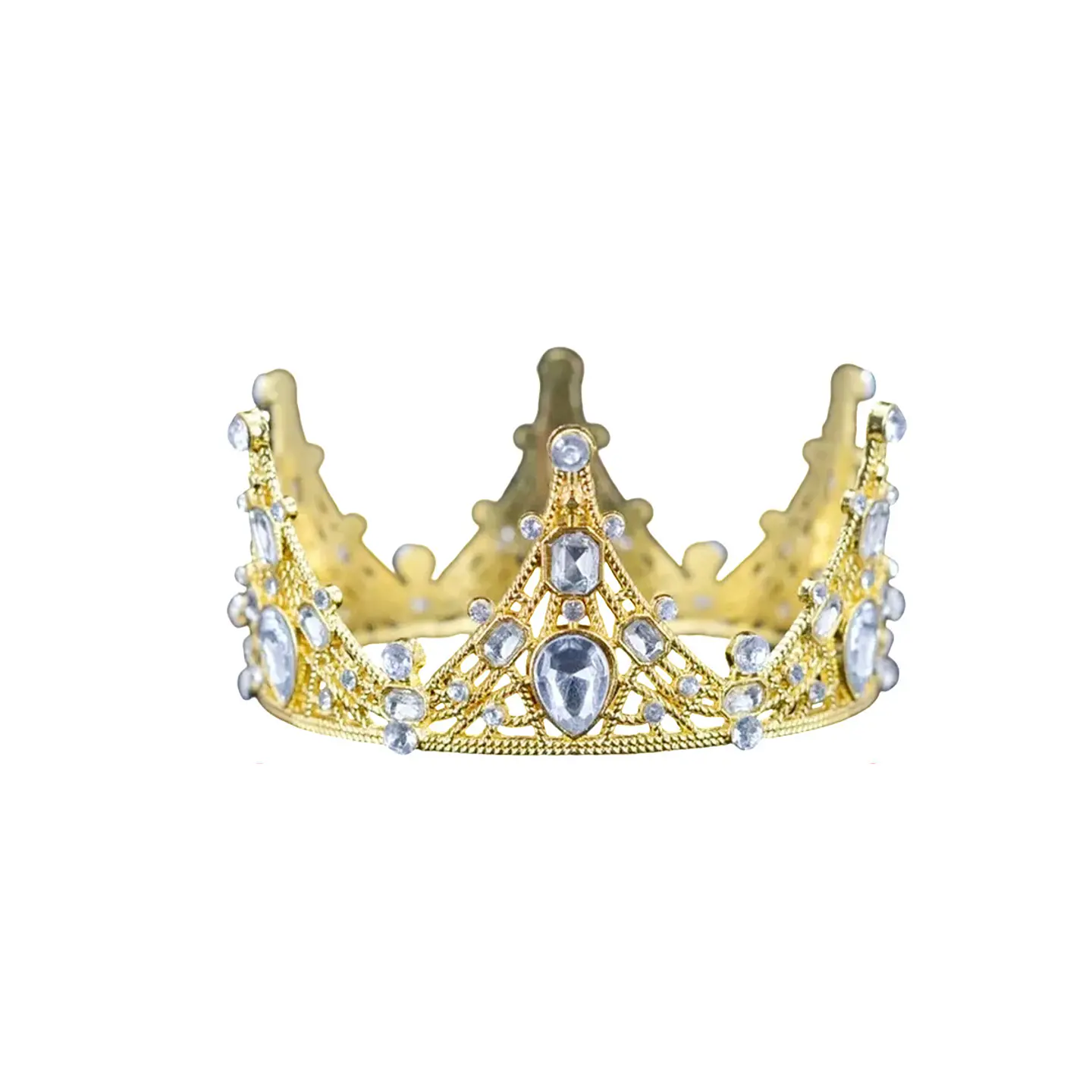 Corona de aleación dorado con diamantes 4.5*9.5cm 1