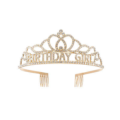 Corona de aleación con peineta BIRTHDAY GIRL dorado 5.3*12cm