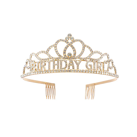 Corona de aleación con peineta BIRTHDAY GIRL dorado 5.3*12cm