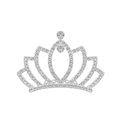 Corona de aleación con peineta plateado 4.5*5.3cm