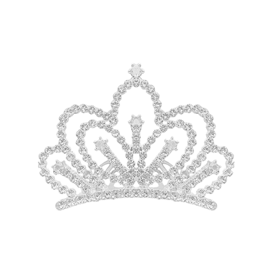 Corona de aleación con peineta plateado 3.3*4.6cm