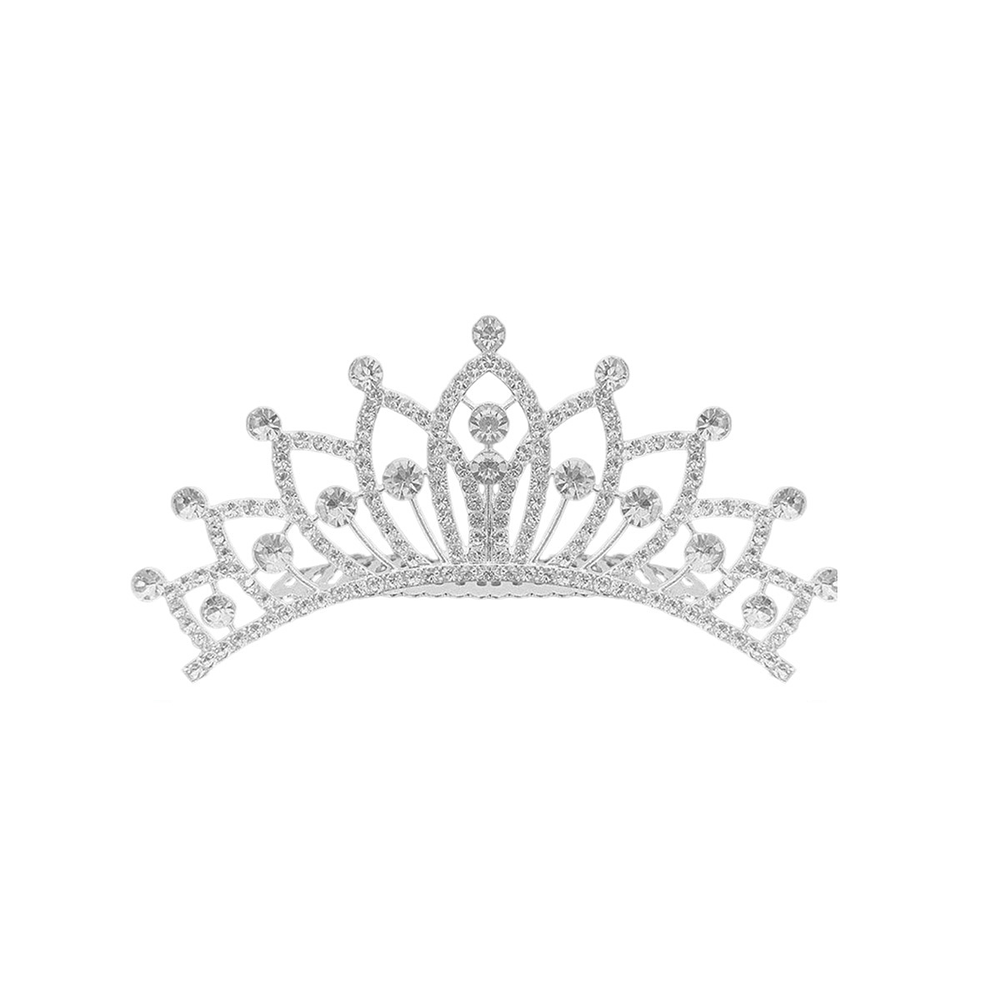 Corona de aleación con peineta plateado 4.3*10cm