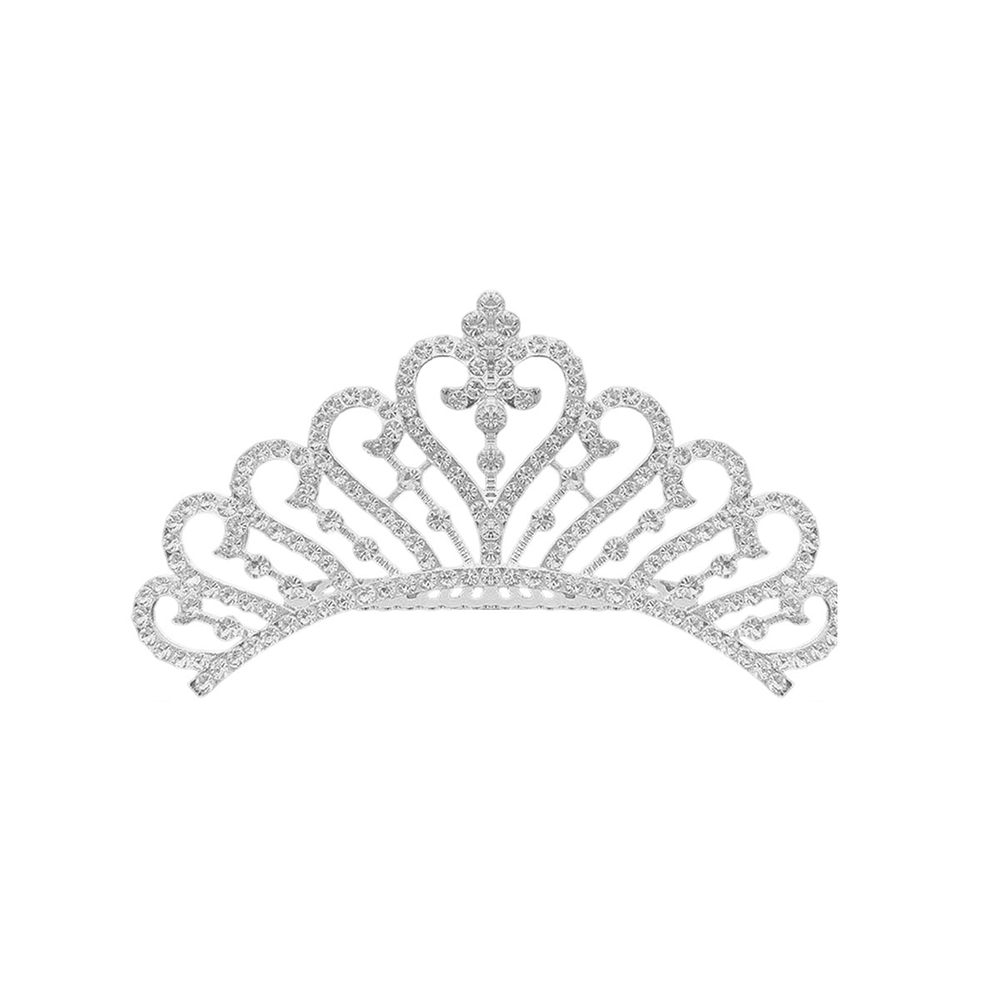 Corona de aleación con peineta plateado 4.6*10.4cm