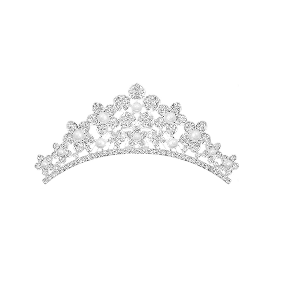 Corona de aleación con peineta plateado 4*10.4cm