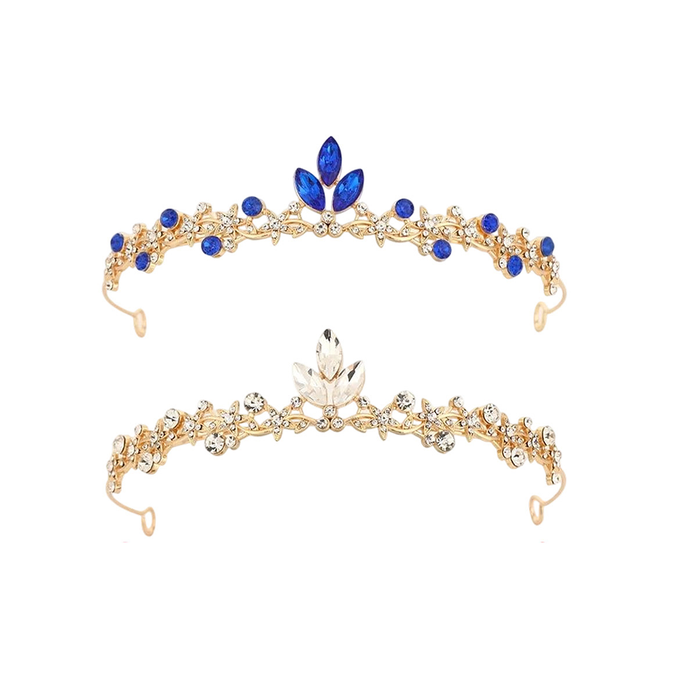 Corona tiara de cristales con piedras rosas/azul rey 3*13.5cm Color Aleatorio
