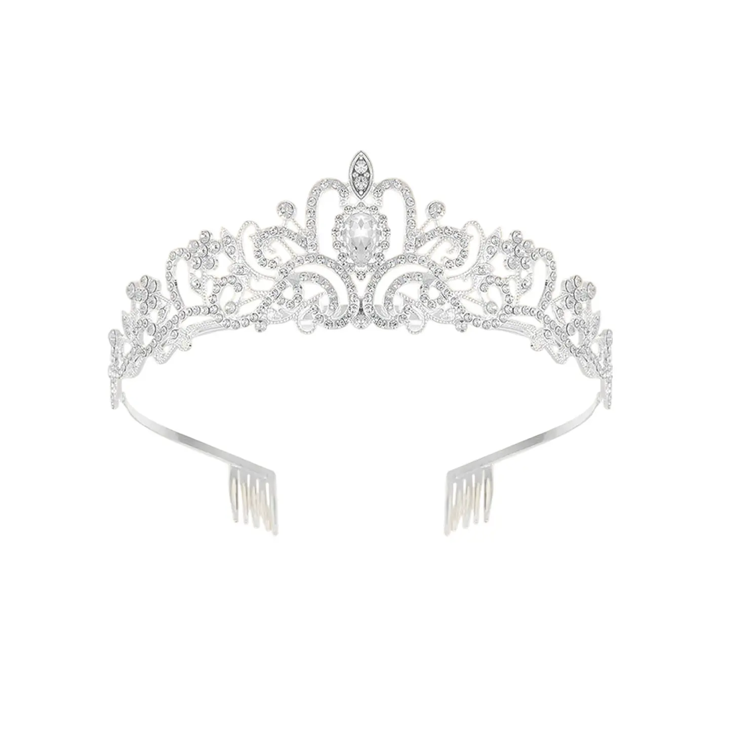 Corona tiara de reina plateada con cristales 5*14.5cm 1