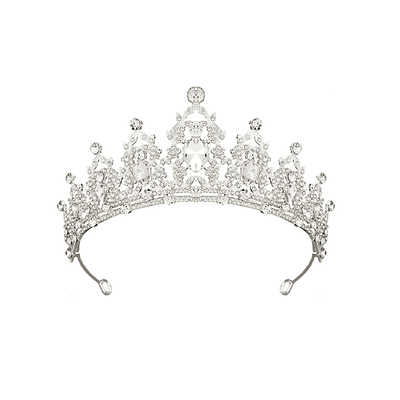 Tiara de cristales plateada con piedras transparentes clásica 5.4*14.6cm