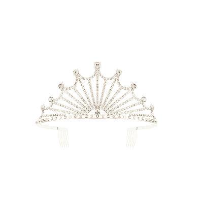 Tiara de cristales dorada con diseño de picos y peine 6*11cm