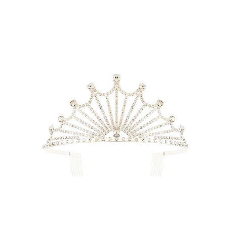 Tiara de cristales dorada con diseño de picos y peine 6*11cm