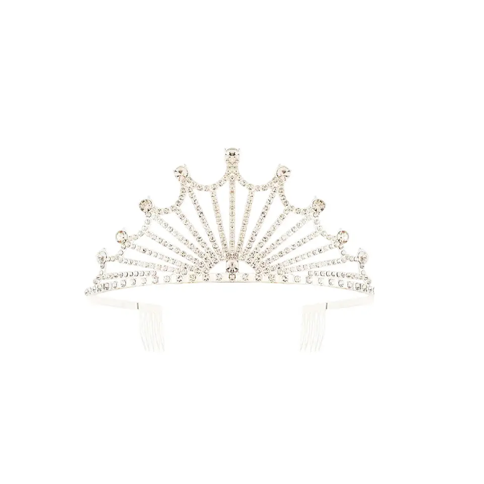 Tiara de cristales dorada con diseño de picos y peine 6*11cm 1