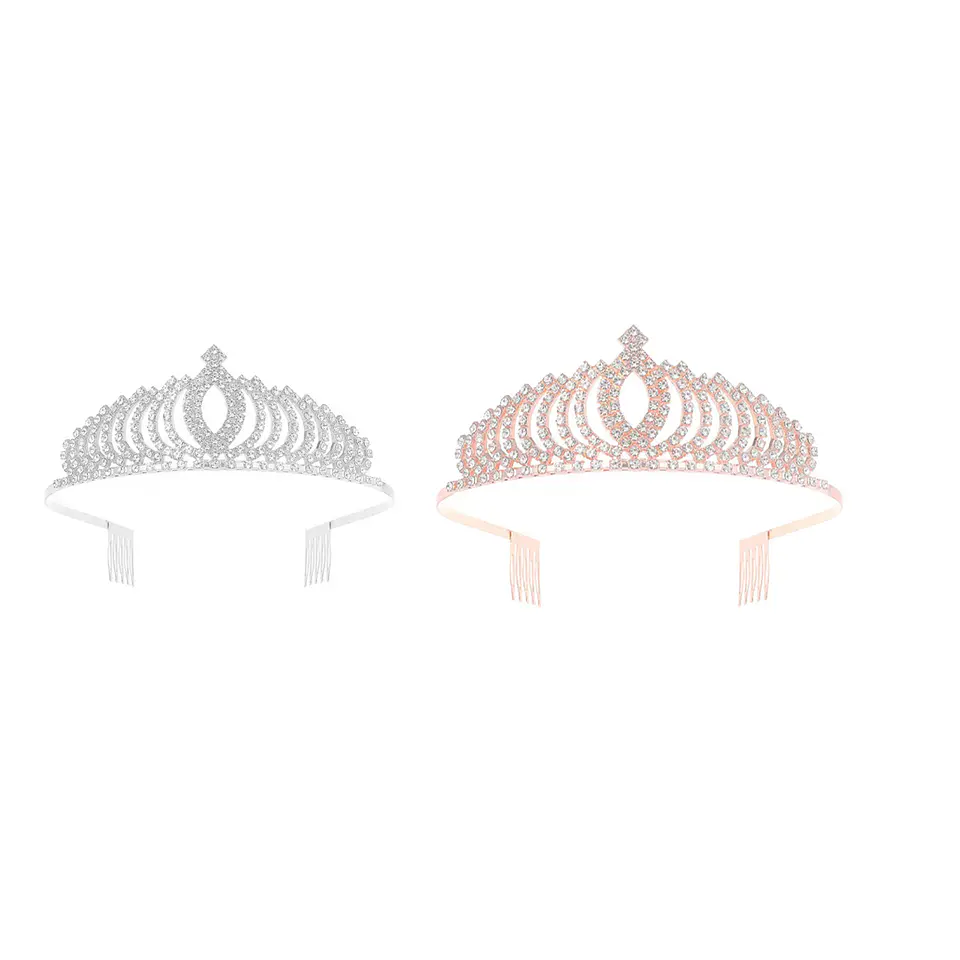 Tiara de cristales con peine 5*13cm Color Aleatorio 1