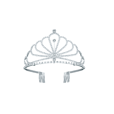 Tiara de cristales plateada con peine 7.5*12.5cm