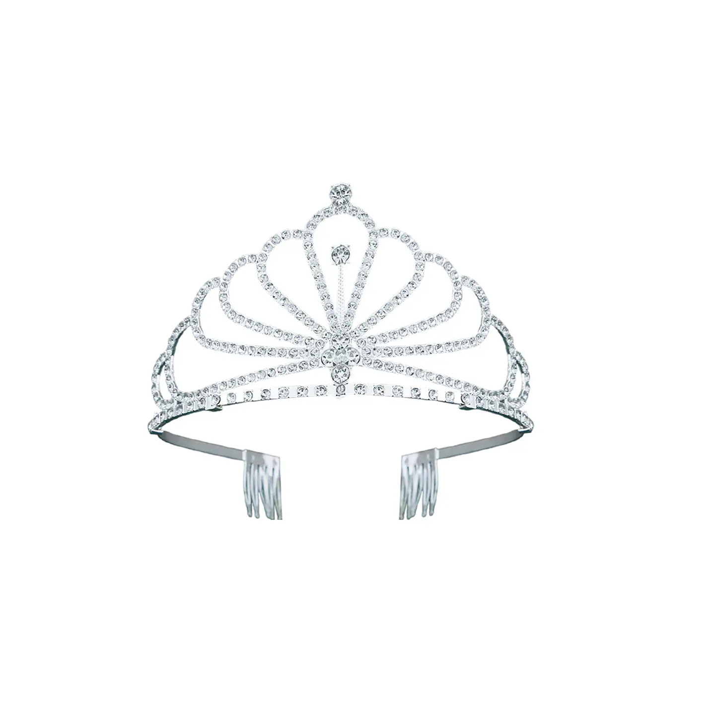 Tiara de cristales plateada con peine 7.5*12.5cm 1