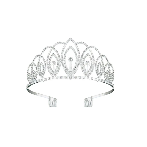 Tiara de cristales plateada con peine 7*13cm