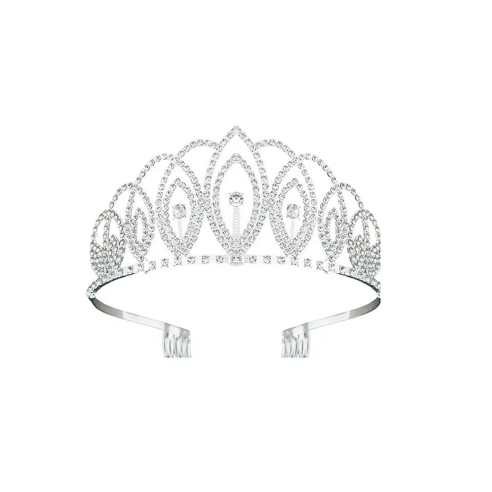 Tiara de cristales plateada con peine 7*13cm 1