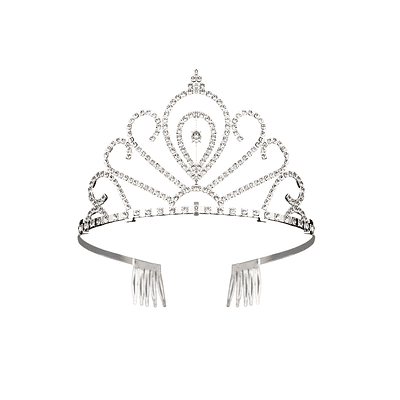 Tiara de cristales plateada con peine 7.5*12cm