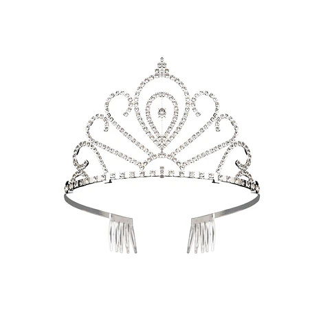 Tiara de cristales plateada con peine 7.5*12cm