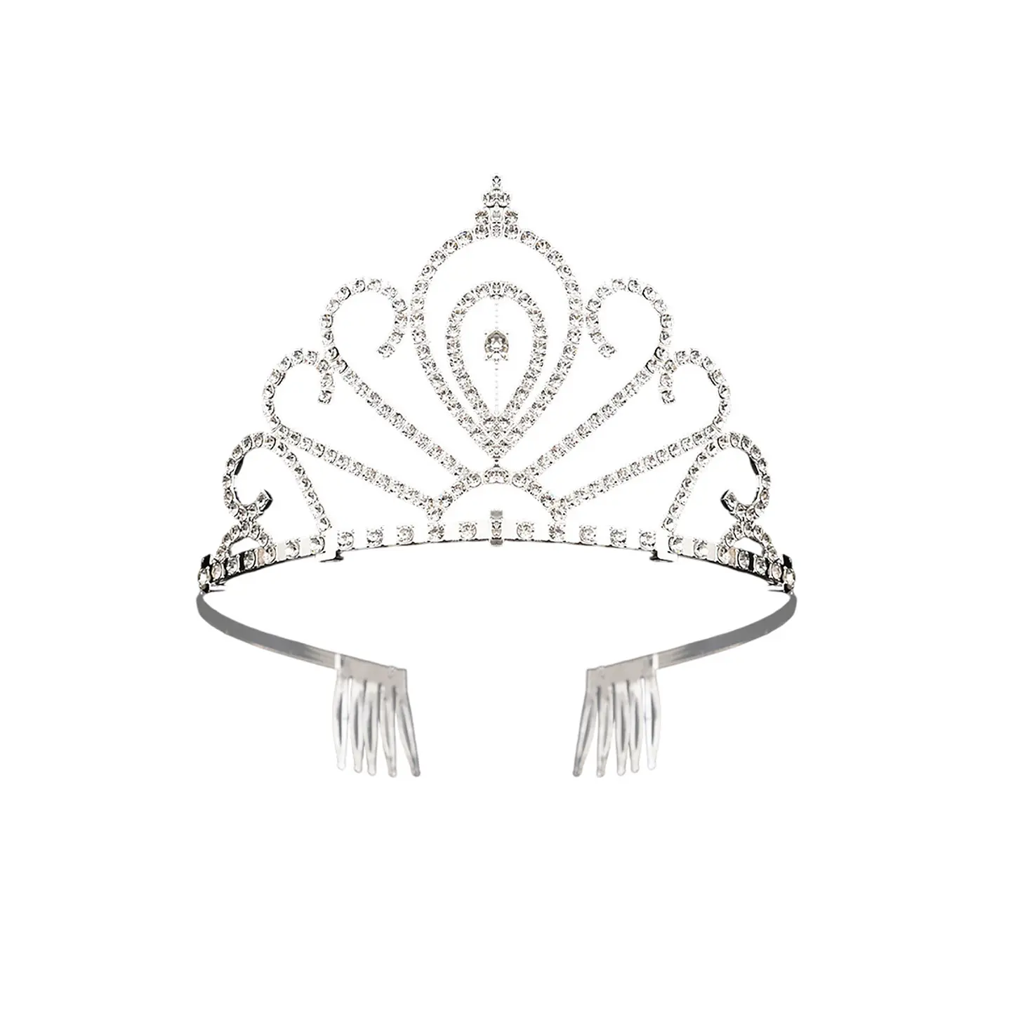 Tiara de cristales plateada con peine 7.5*12cm 1