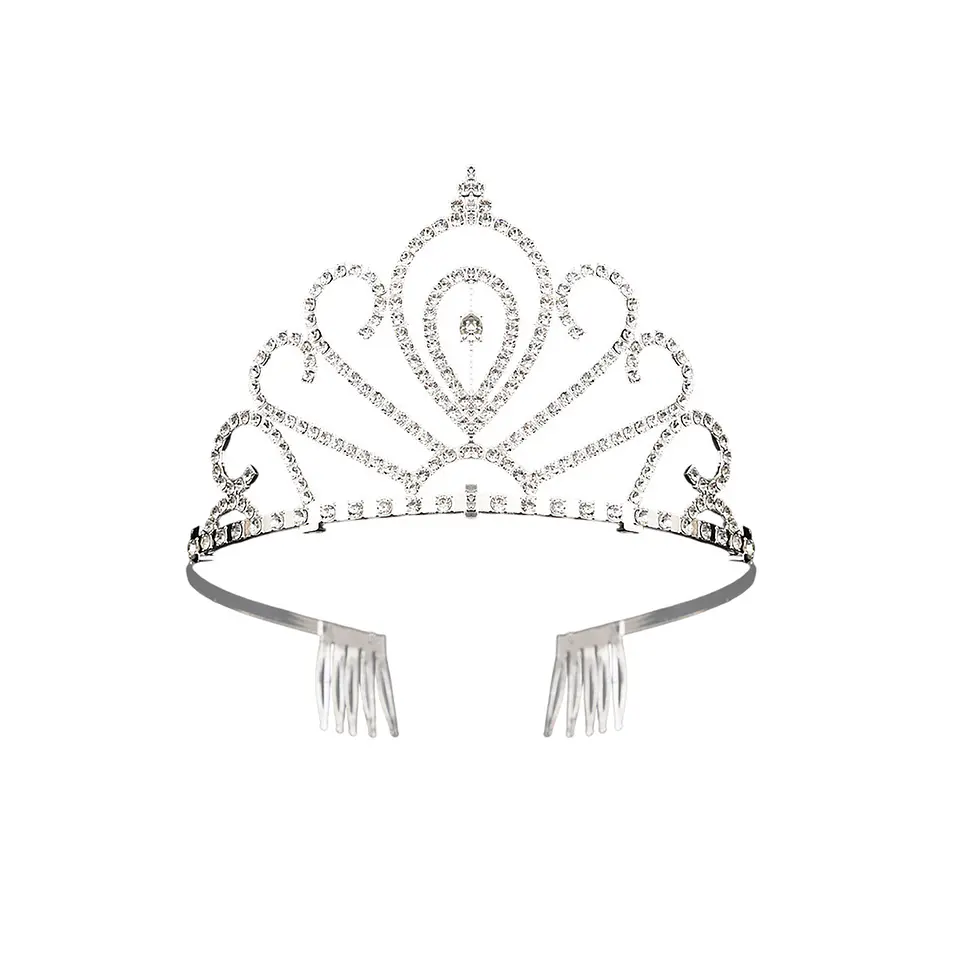 Tiara de cristales plateada con peine 7.5*12cm 1