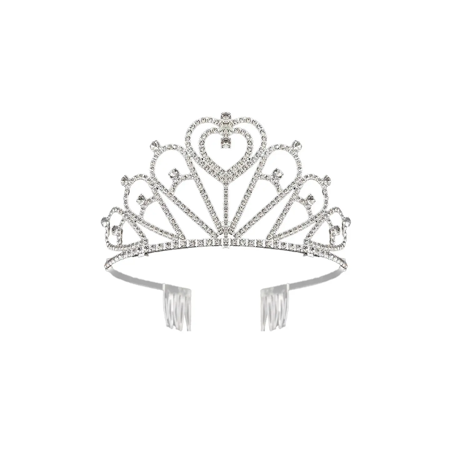 Tiara de cristales plateada con peine 6.5*13cm 1