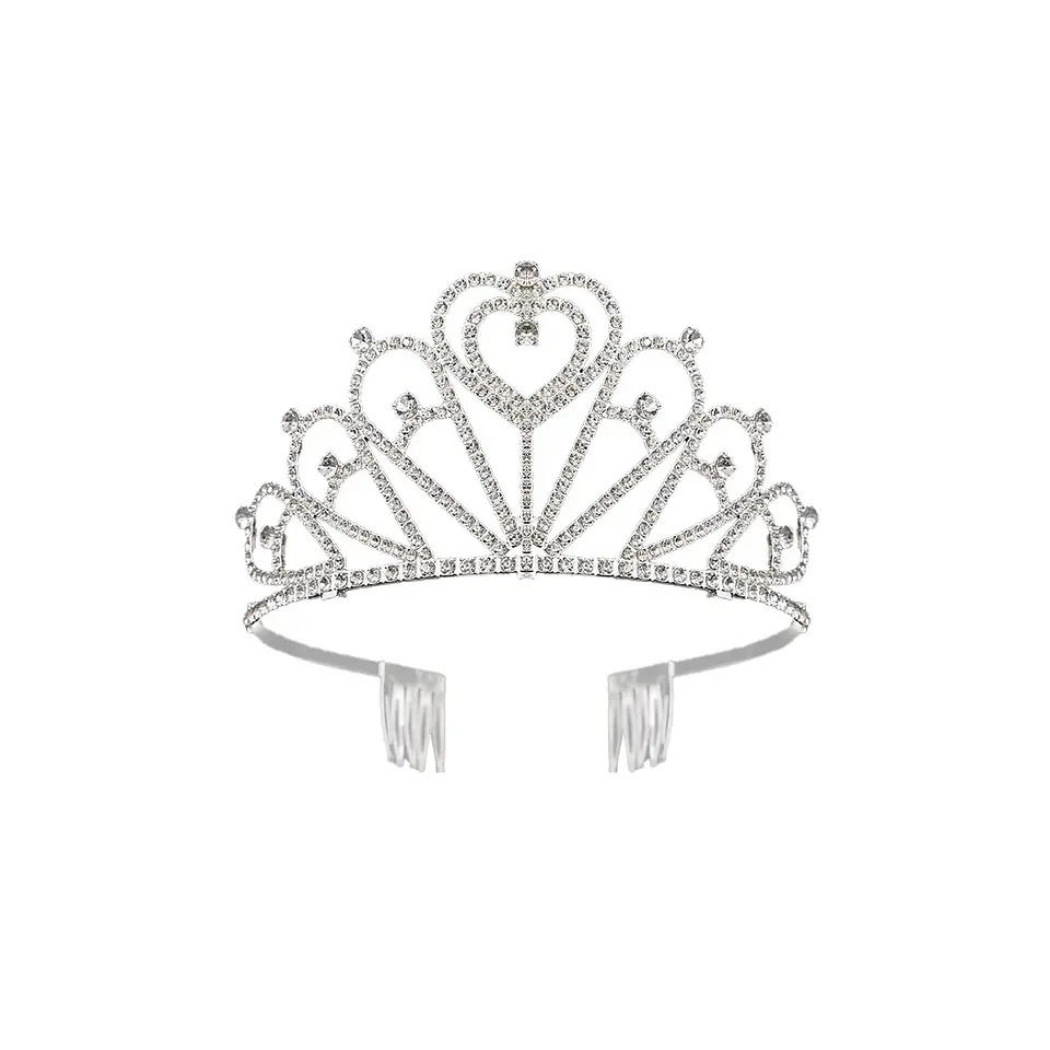 Tiara de cristales plateada con peine 6.5*13cm 1