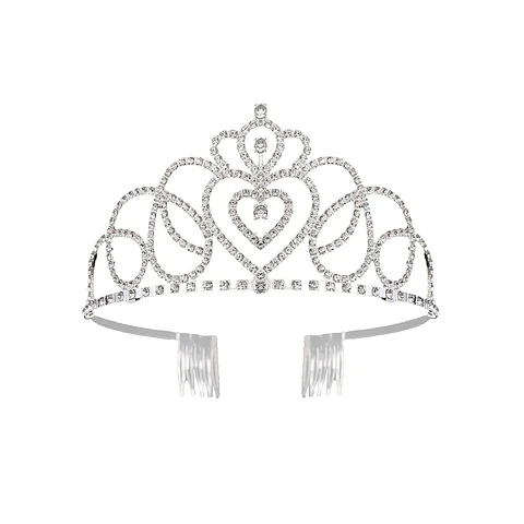 Tiara de cristales plateada con peine 6*12cm