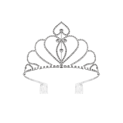 Tiara de cristales plateada con peine 8*12cm
