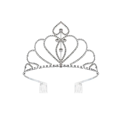 Tiara de cristales plateada con peine 8*12cm