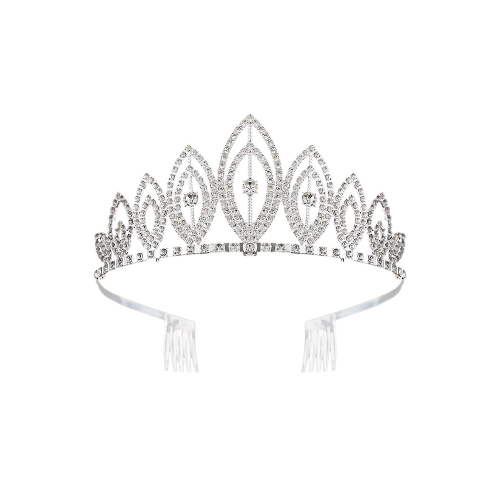 Tiara de cristales plateada 6*12.5cm