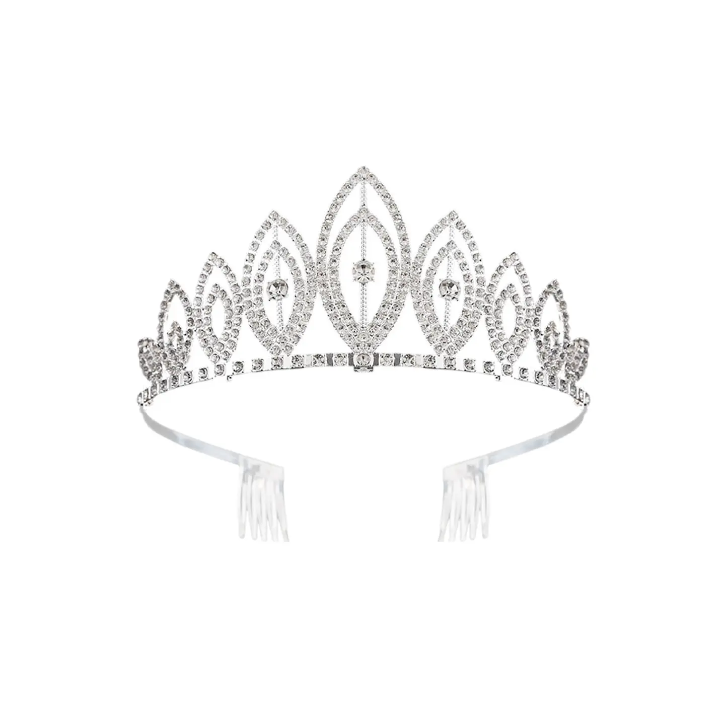 Tiara de cristales plateada 6*12.5cm 1