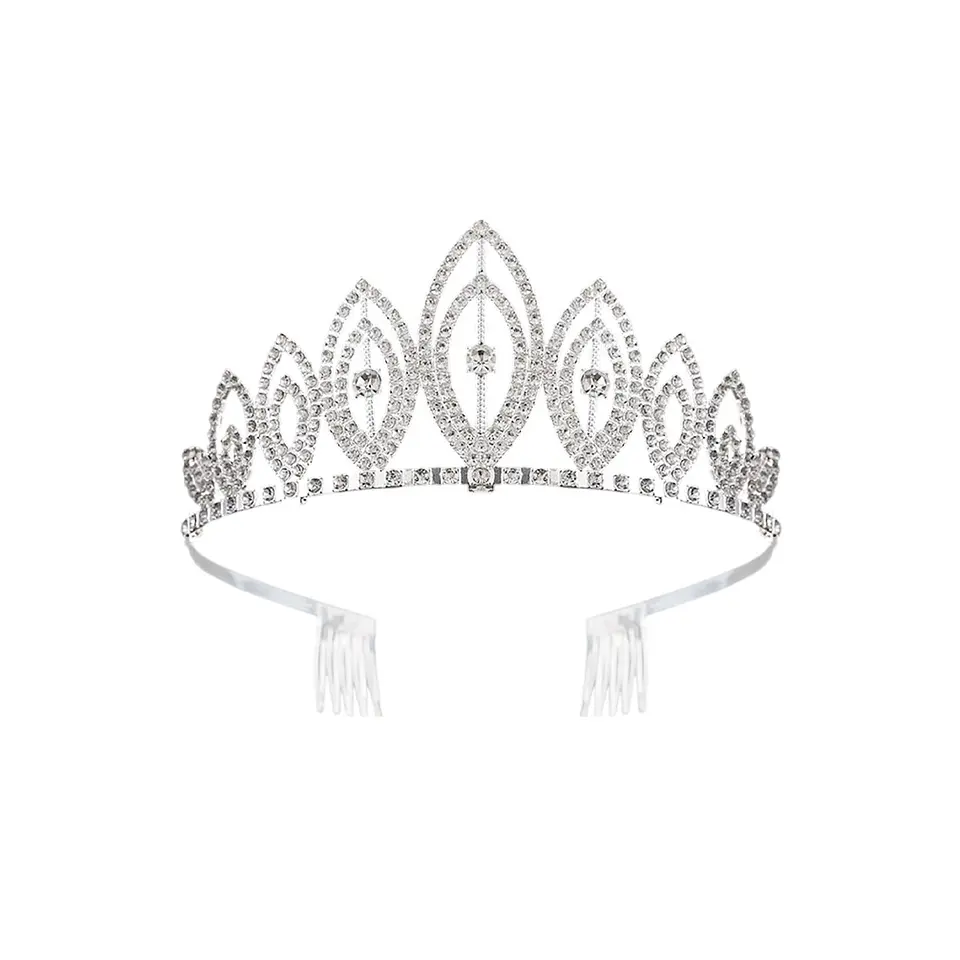 Tiara de cristales plateada 6*12.5cm 1