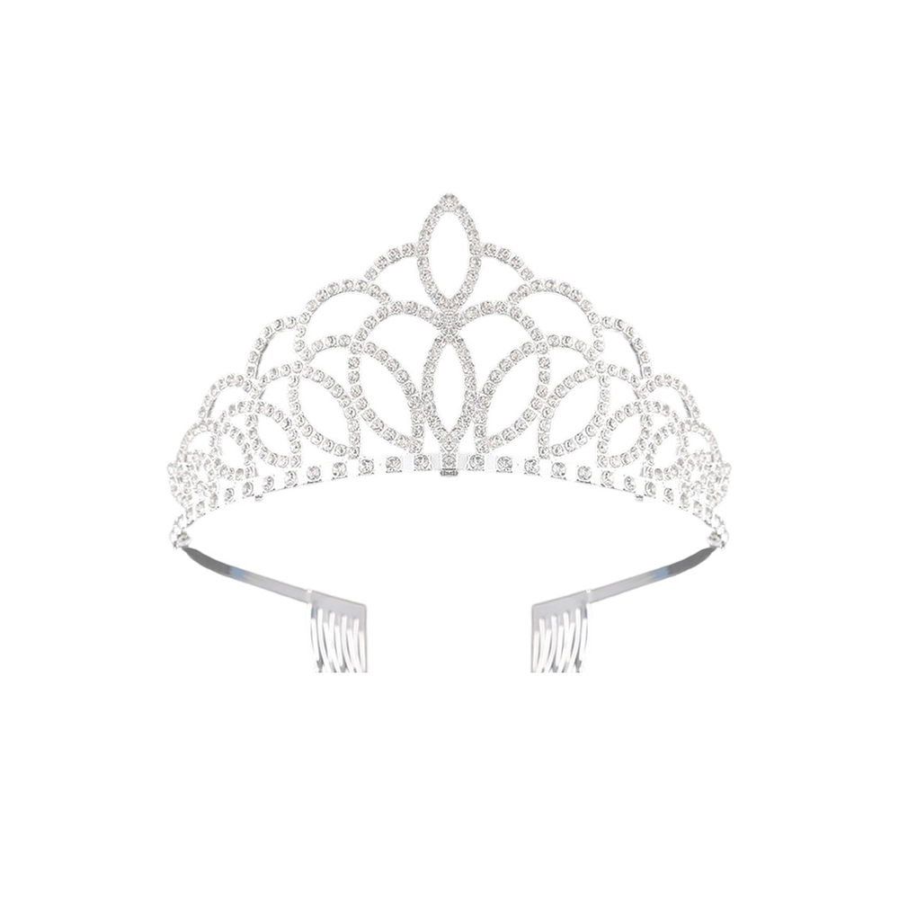 Tiara de cristales plateada 6*12.5cm