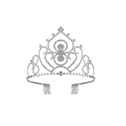 Tiara de cristales plateada 9.5*12.5cm