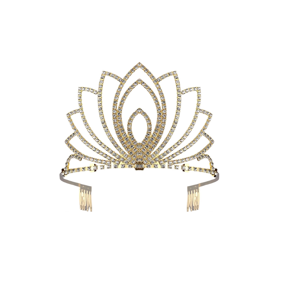 Tiara de cristales dorado 9.5*12.5cm