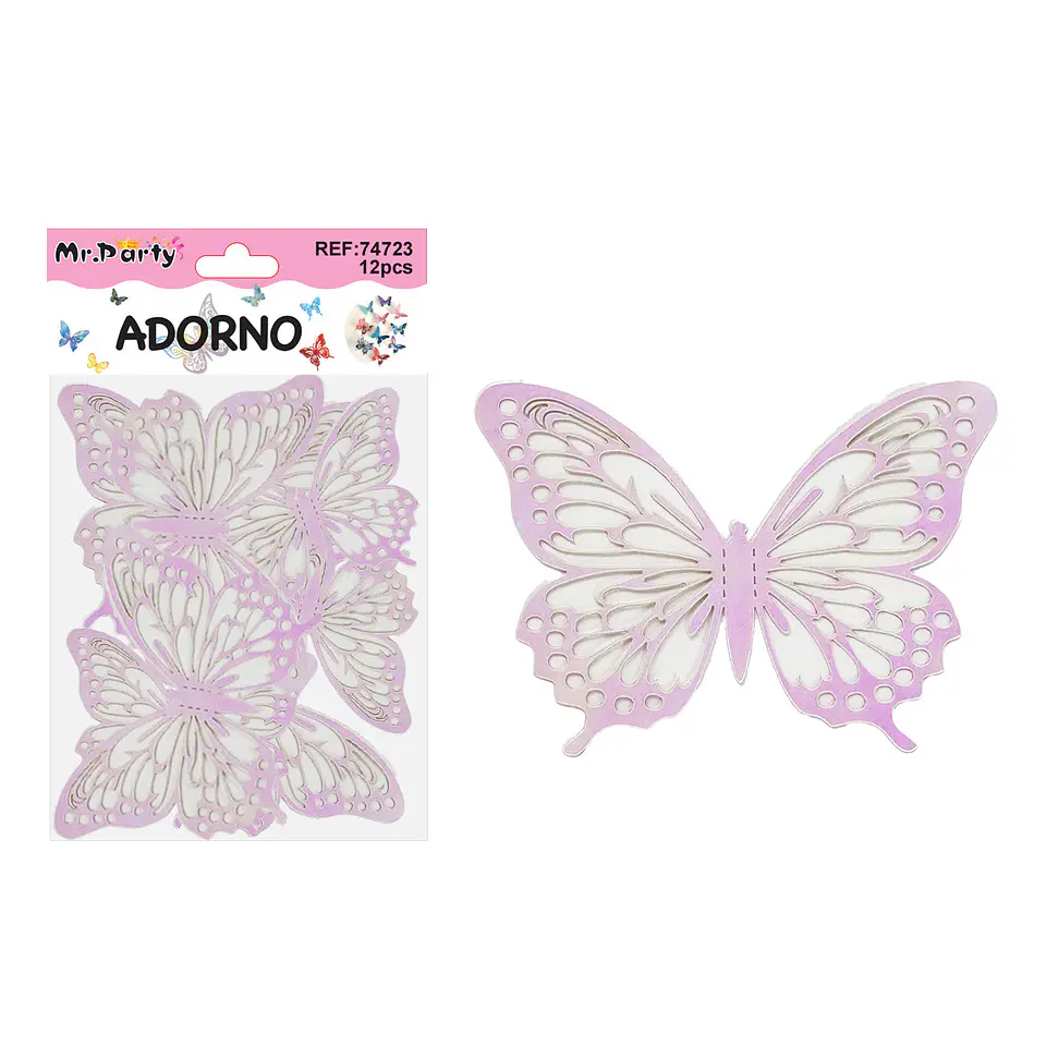 Adorno decorativo mariposa rosa 8.5cm*7.5cm 12pcs 1