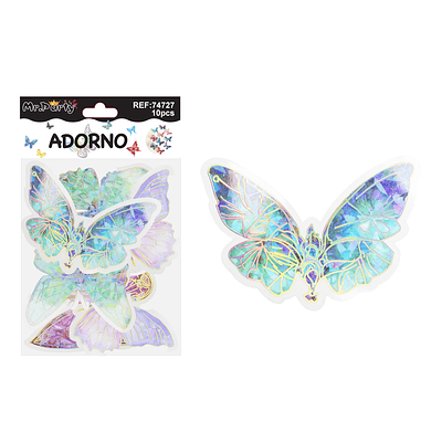 Adorno decorativo mariposa multicolor 8.5cm*7.5cm 12pcs