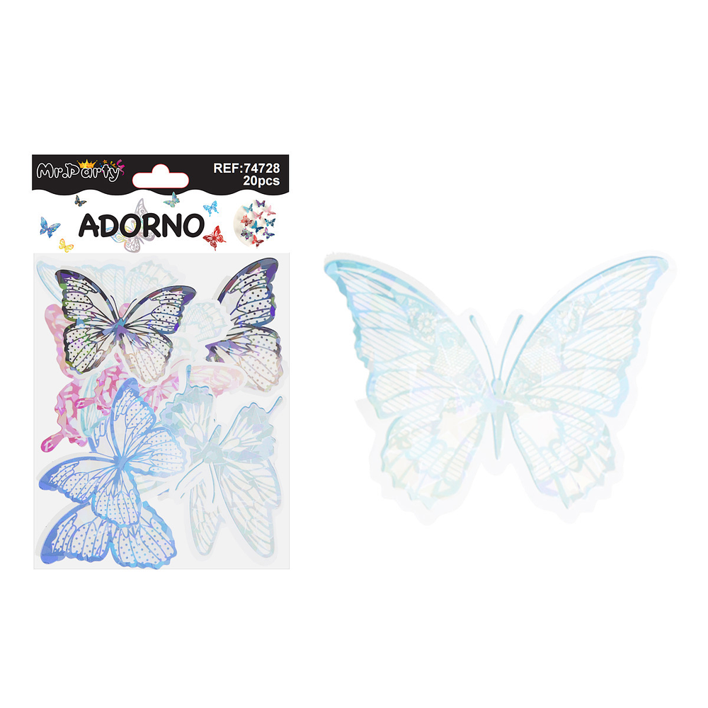 Adorno decorativo mariposa multicolor 8.5cm*7.5cm 12pcs
