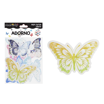 Adorno decorativo mariposa multicolor 8.5cm*7.5cm 12pcs