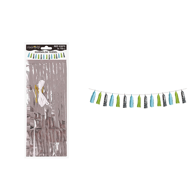 Guirnaldas tassel metálico azul y verde y plateado 36*24cm 3M 15pcs
