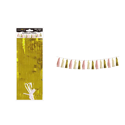 Guirnaldas tassel metálico rosa, blanco y dorado 36*24cm 3M 15pcs 