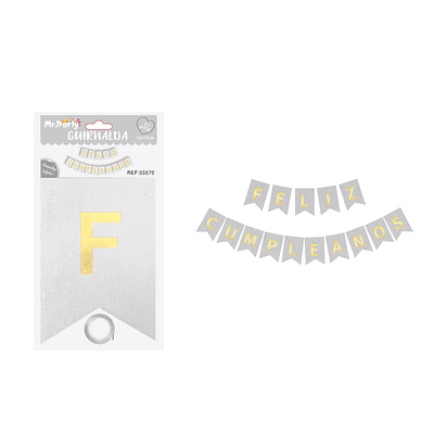 Guirnalda feliz cumpleaños purpurina plateado 12*17cm 15pcs