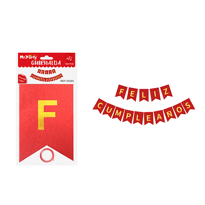 Guirnalda feliz cumpleaños perlada rojo brillante 12*17cm 15pcs
