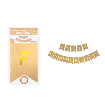 Guirnalda feliz cumpleaños purpurina naranja 12*17cm 15pcs