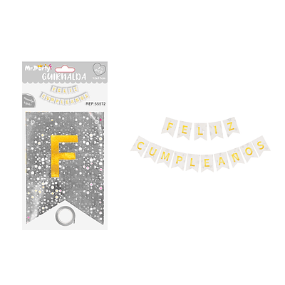 Guirnalda feliz cumpleaños con estrellas plateado 12*17cm 15pcs