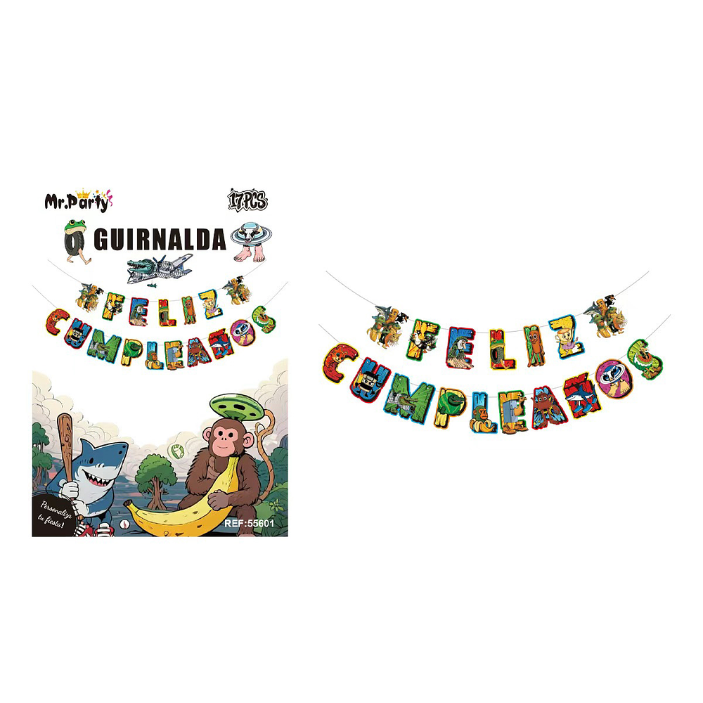 Guirnalda feliz cumpleaños Brainrot 14.5*18cm 3M 17pcs