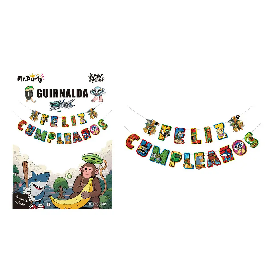 Guirnalda feliz cumpleaños Brainrot 14.5*18cm 3M 17pcs 1