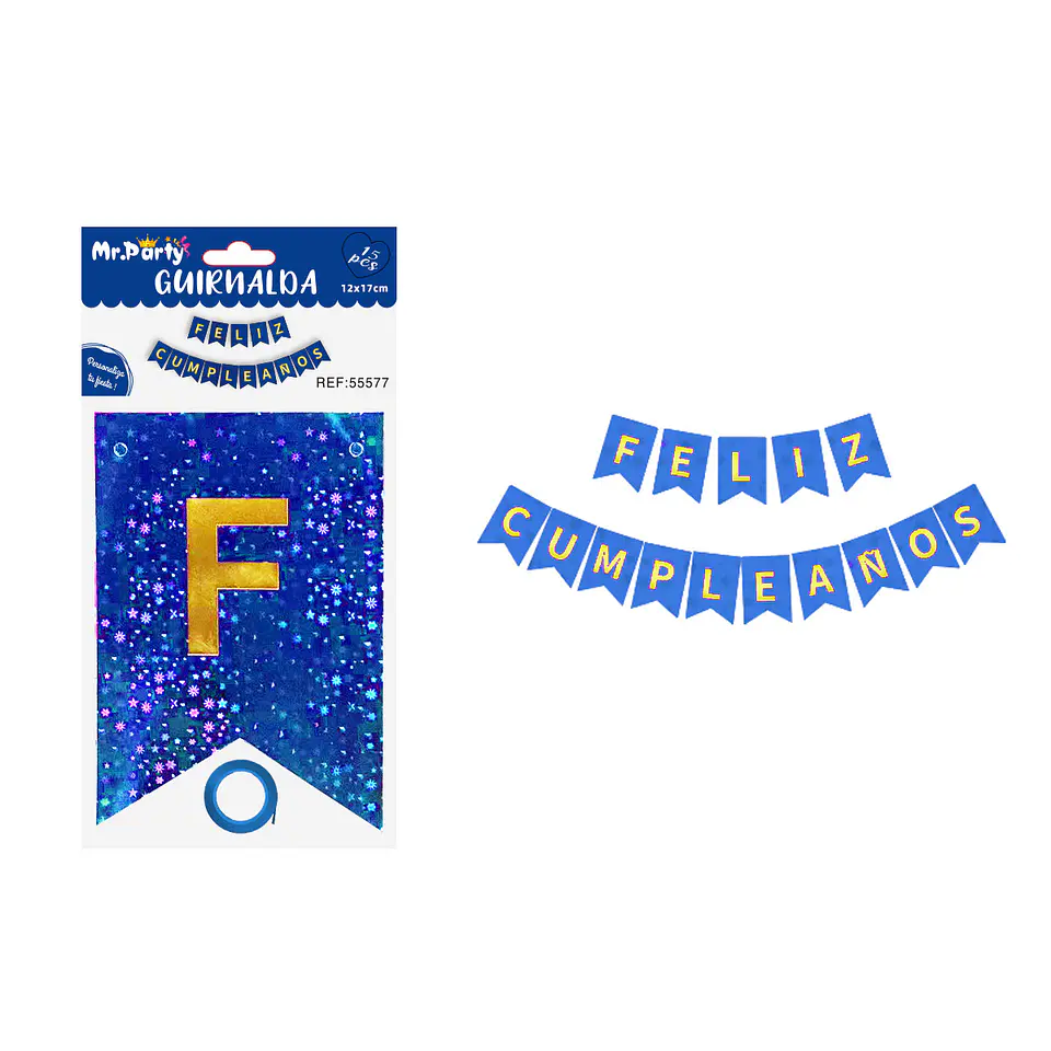 Guirnalda feliz cumpleaños con estrellas azul oscuro 12*17cm 15pcs 1